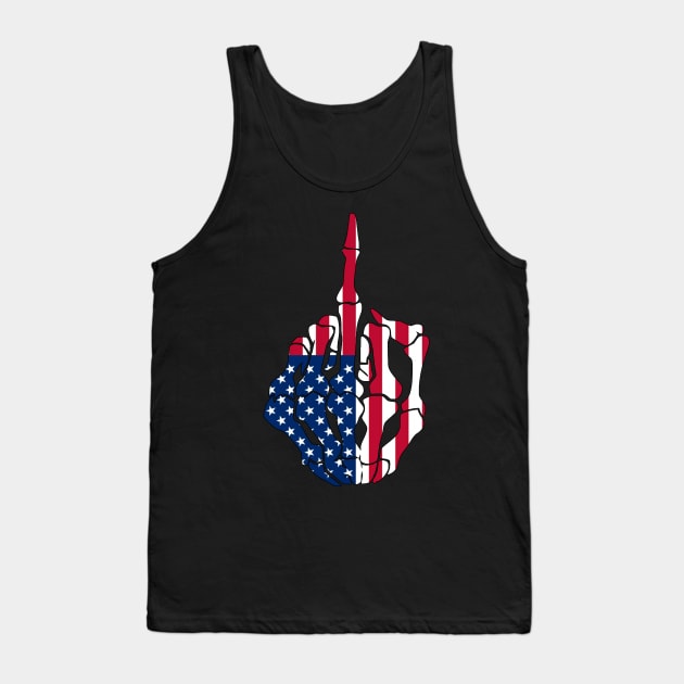 Skeleton Middle Finger United States Of America Flag Tank Top by GoodSirWills Place